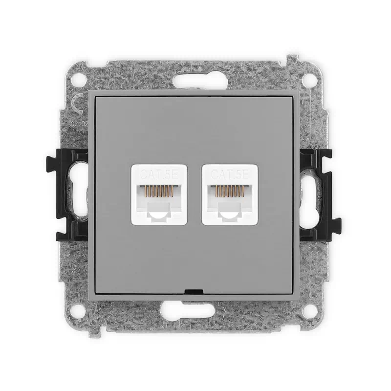 Karlik Mini szary mat Gniazdo komputerowe 2xRJ45 bez ramki 27MGKBO-2
