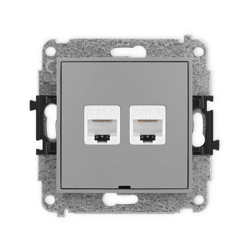 Karlik Mini szary mat Gniazdo komputerowe 2xRJ45 bez ramki 27MGKBO-4