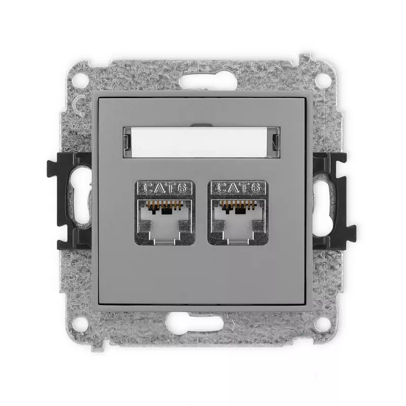 Karlik Mini szary mat Gniazdo komputerowe 2xRJ45 bez ramki 27MGK-6