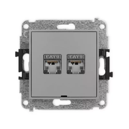 Karlik Mini szary mat Gniazdo komputerowe 2xRJ45 bez ramki 27MGKBO-6