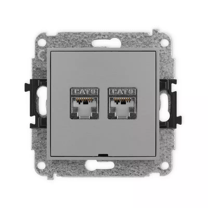 Karlik Mini szary mat Gniazdo komputerowe 2xRJ45 bez ramki 27MGKBO-6