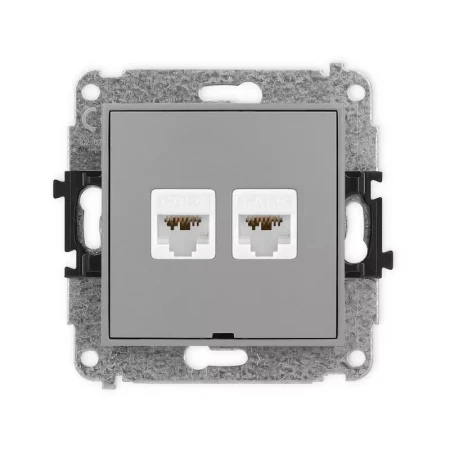 Karlik Mini szary mat Gniazdo komputerowe 2xRJ45 bez ramki 27MGKBO-8