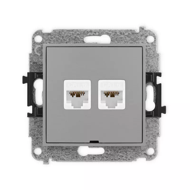 Karlik Mini szary mat Gniazdo komputerowe 2xRJ45 bez ramki 27MGKBO-8