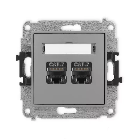 Karlik Mini szary mat Gniazdo komputerowe 2xRJ45 bez ramki 27MGK-10