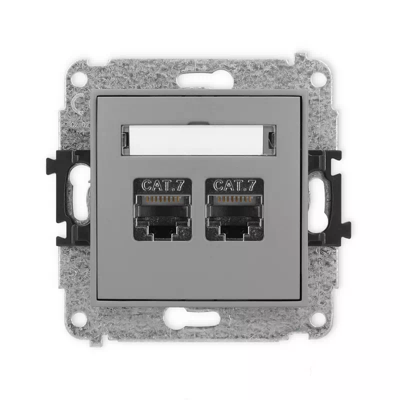 Karlik Mini szary mat Gniazdo komputerowe 2xRJ45 bez ramki 27MGK-10