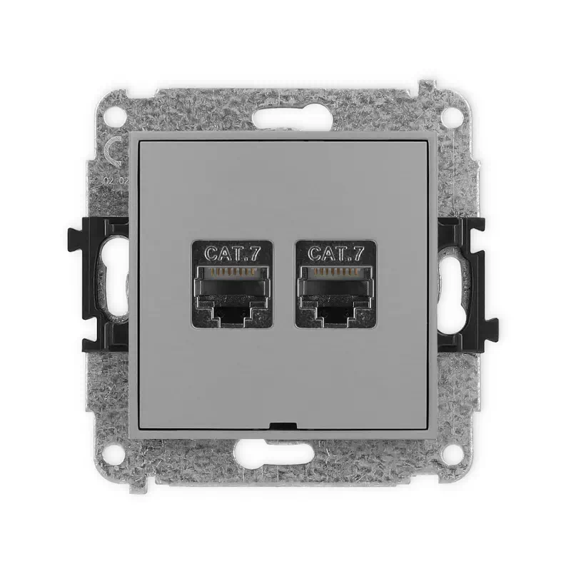 Karlik Mini szary mat Gniazdo komputerowe 2xRJ45 bez ramki 27MGKBO-10