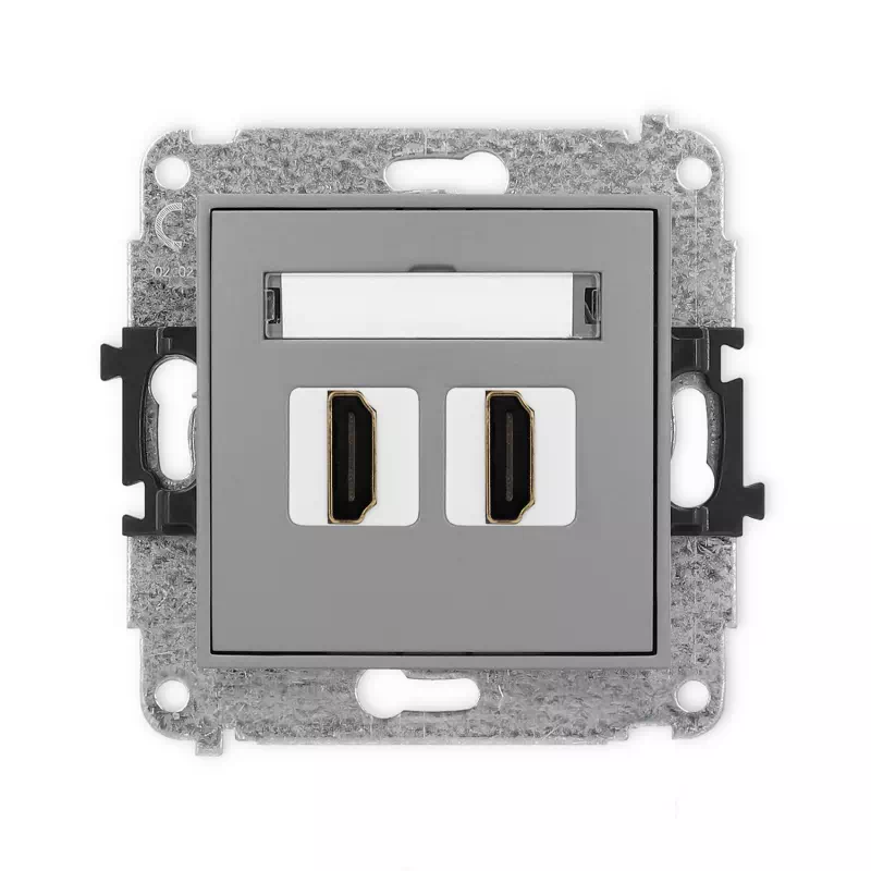 Karlik Mini szary mat Gniazdo 2x HDMI 2.0 bez ramki 27MHDMI-4