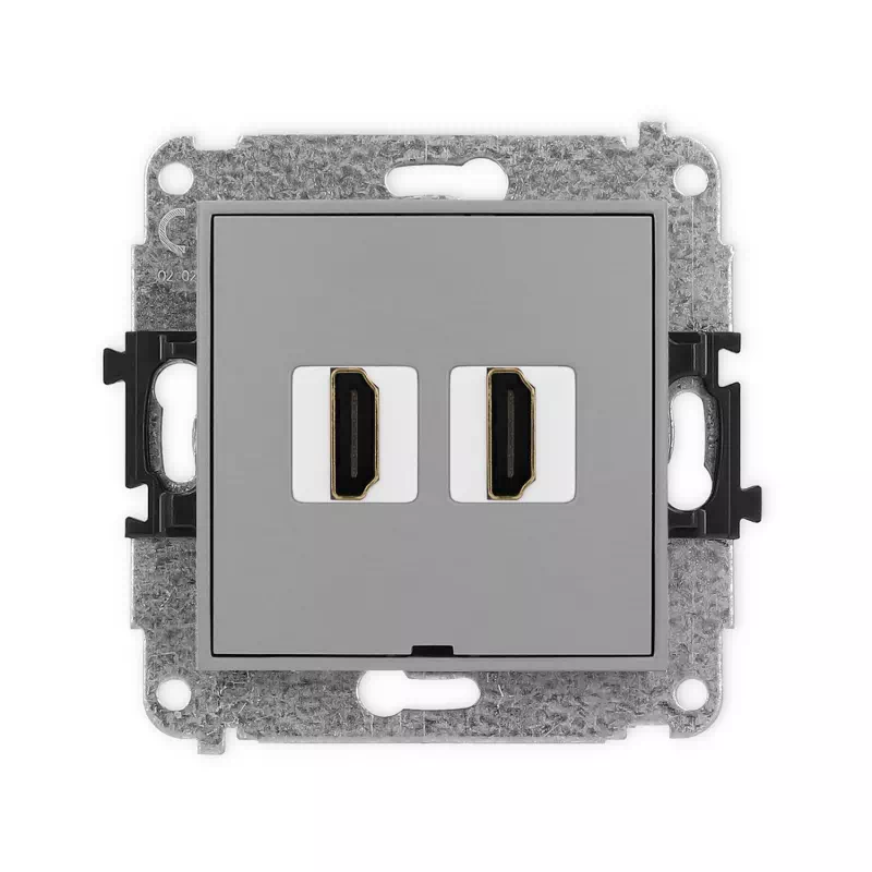 Karlik Mini szary mat Gniazdo 2x HDMI 2.0 bez ramki 27MHDMIBO-4