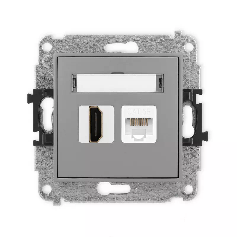 Karlik Mini szary mat Gniazdo 1x HDMI 2.0 + 1xRJ45 bez ramki 27MGHK