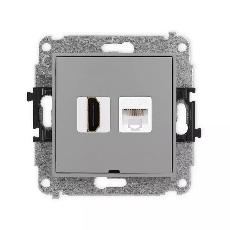 Karlik Mini szary mat Gniazdo 1x HDMI 2.0 + 1xRJ45 bez ramki 27MGHKBO
