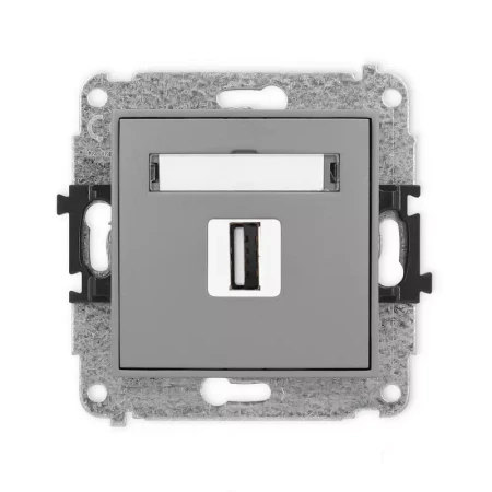 Karlik Mini szary mat Gniazdo 1x USB A-A 2.0 bez ramki 27MGUSB-1