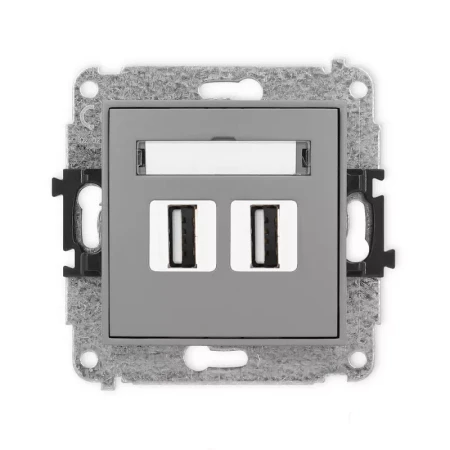 Karlik Mini szary mat Gniazdo 2x USB A-A 2.0 bez ramki 27MGUSB-2