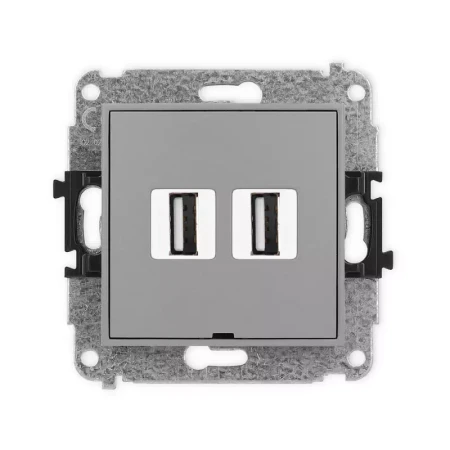 Karlik Mini szary mat Gniazdo 2x USB A-A 2.0 bez ramki 27MGUSBBO-2