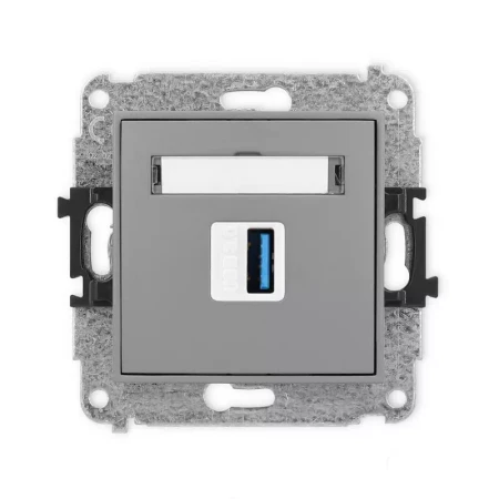 Karlik Mini szary mat Gniazdo 1x USB A-A 3.0 bez ramki 27MGUSB-5