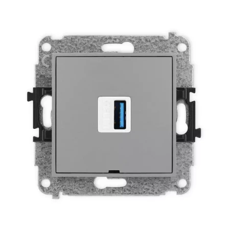 Karlik Mini szary mat Gniazdo 1x USB A-A 3.0 bez ramki 27MGUSBBO-5