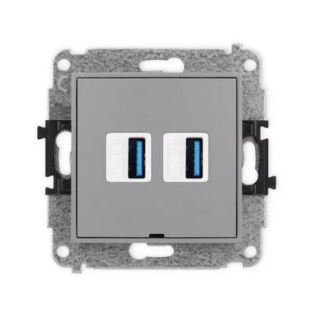 Karlik Mini szary mat Gniazdo 2x USB A-A 3.0 bez ramki 27MGUSBBO-6