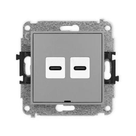 Karlik Mini szary mat Gniazdo 2x USB C-C bez ramki 27MGUSBBO-8