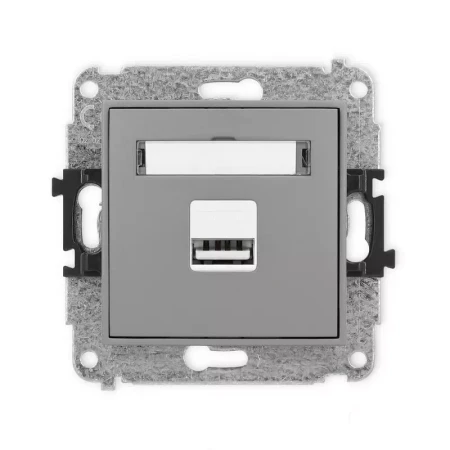 Karlik Mini szary mat Ładowarka USB A bez ramki 27MCUSB-1