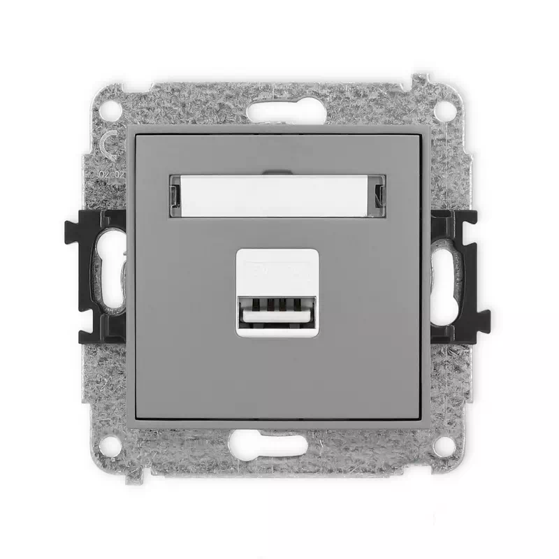 Karlik Mini szary mat Ładowarka USB A bez ramki 27MCUSB-1