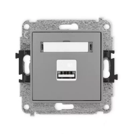 Karlik Mini szary mat Ładowarka USB A bez ramki 27MCUSB-3