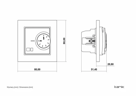 Karlik Mini grafitowy mat Elektroniczny regulator temperatury z czujnikiem powietrznym bez ramki 28MRT-2