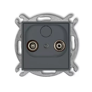 Karlik Mini grafitowy mat Gniazdo abonenckie RTV końcowe w szeregu gniazd przelotowych bez ramki 28MG6K