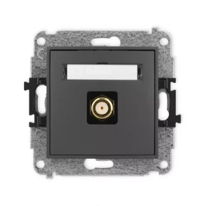 Karlik Mini grafitowy mat Gniazdo antenowe 1x F (SAT) pozłacany bez ramki 28MGF-1.1