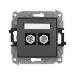 Karlik Mini grafitowy mat Gniazdo antenowe 2x F (SAT) niklowany bez ramki 28MGF-2