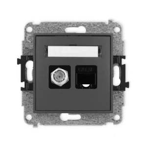 Karlik Mini grafitowy mat Gniazdo antenowe 1x F (SAT) + Gniazdo komputerowe 1xRJ45 bez ramki 28MGFK-1
