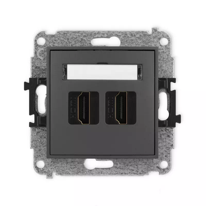 Karlik Mini grafitowy mat Gniazdo 2x HDMI 2.0 bez ramki 28MHDMI-4