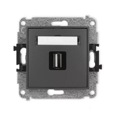 Karlik Mini grafitowy mat Gniazdo 1x USB A-A 2.0 bez ramki 28MGUSB-1