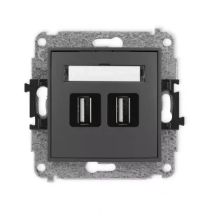 Karlik Mini grafitowy mat Gniazdo 2x USB A-A 2.0 bez ramki 28MGUSB-2