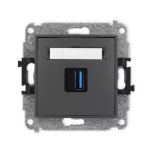 Karlik Mini grafitowy mat Gniazdo 1x USB A-A 3.0 bez ramki 28MGUSB-5