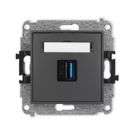 Karlik Mini grafitowy mat Gniazdo 1x USB A-A 3.0 bez ramki 28MGUSB-5