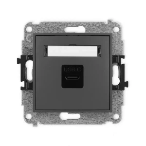 Karlik Mini grafitowy mat Gniazdo 1x USB C-C bez ramki 28MGUSB-7