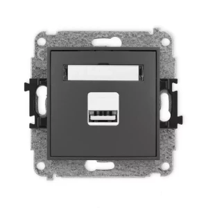 Karlik Mini grafitowy mat Ładowarka USB A bez ramki 28MCUSB-1