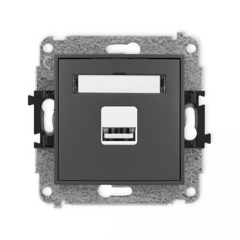 Karlik Mini grafitowy mat Ładowarka USB A bez ramki 28MCUSB-1