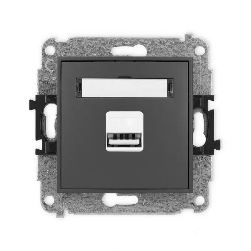 Karlik Mini grafitowy mat Ładowarka USB A bez ramki 28MCUSB-3