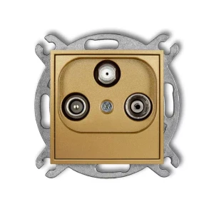 Karlik Mini złoty Gniazdo abonenckie RTV-SAT przelotowe bez ramki 29MGSP