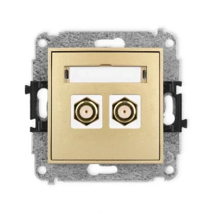 Karlik Mini złoty Gniazdo antenowe 2x F (SAT) pozłacany bez ramki 29MGF-2.1