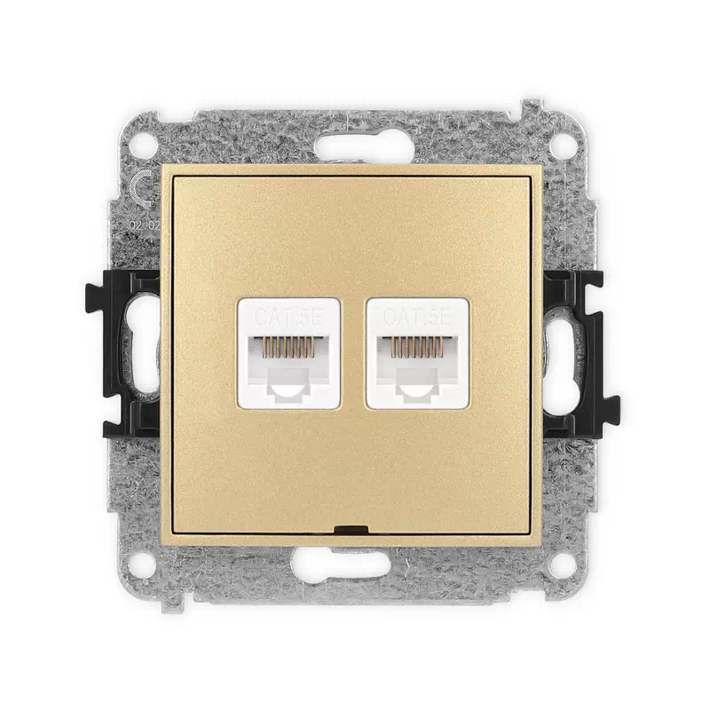 Karlik Mini złoty Gniazdo komputerowe 2xRJ45 bez ramki 29MGKBO-2