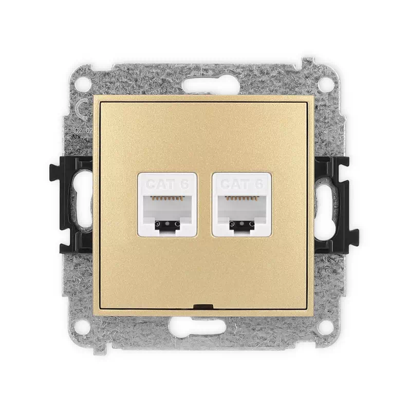 Karlik Mini złoty Gniazdo komputerowe 2xRJ45 bez ramki 29MGKBO-4