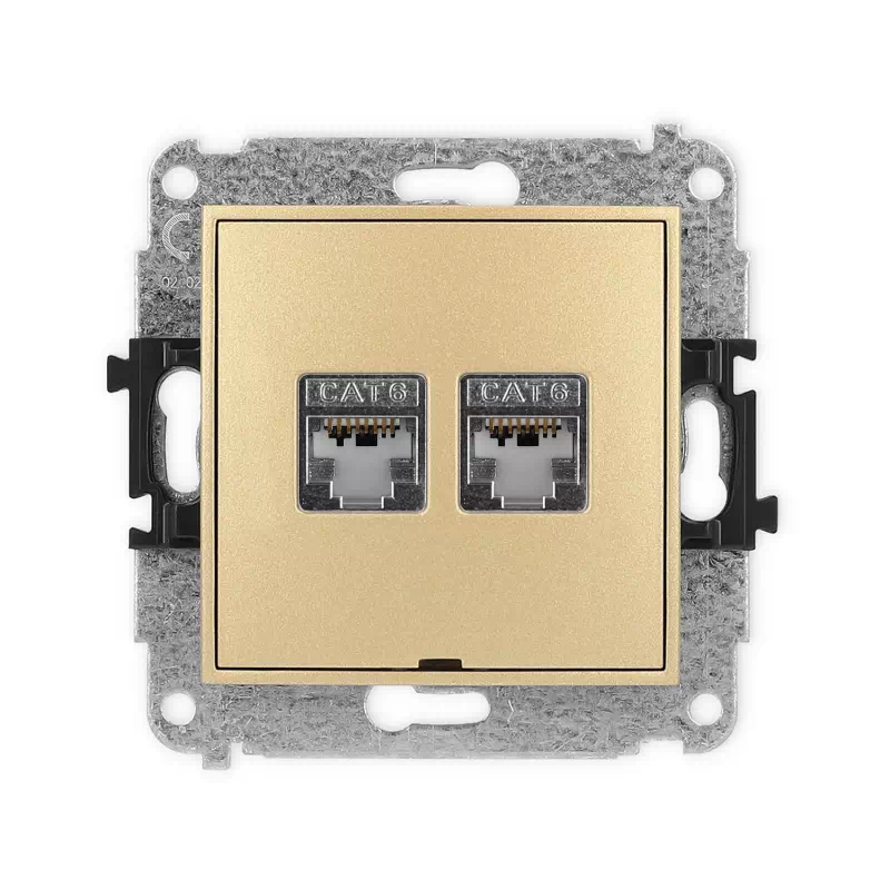 Karlik Mini złoty Gniazdo komputerowe 2xRJ45 bez ramki 29MGKBO-6