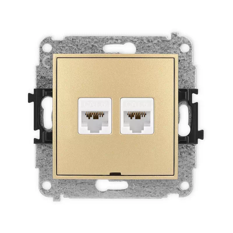 Karlik Mini złoty Gniazdo komputerowe 2xRJ45 bez ramki 29MGKBO-8