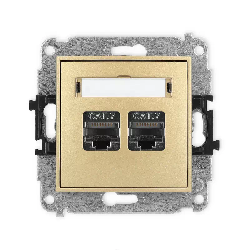 Karlik Mini złoty Gniazdo komputerowe 2xRJ45 bez ramki 29MGK-10