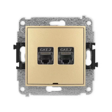 Karlik Mini złoty Gniazdo komputerowe 2xRJ45 bez ramki 29MGKBO-10