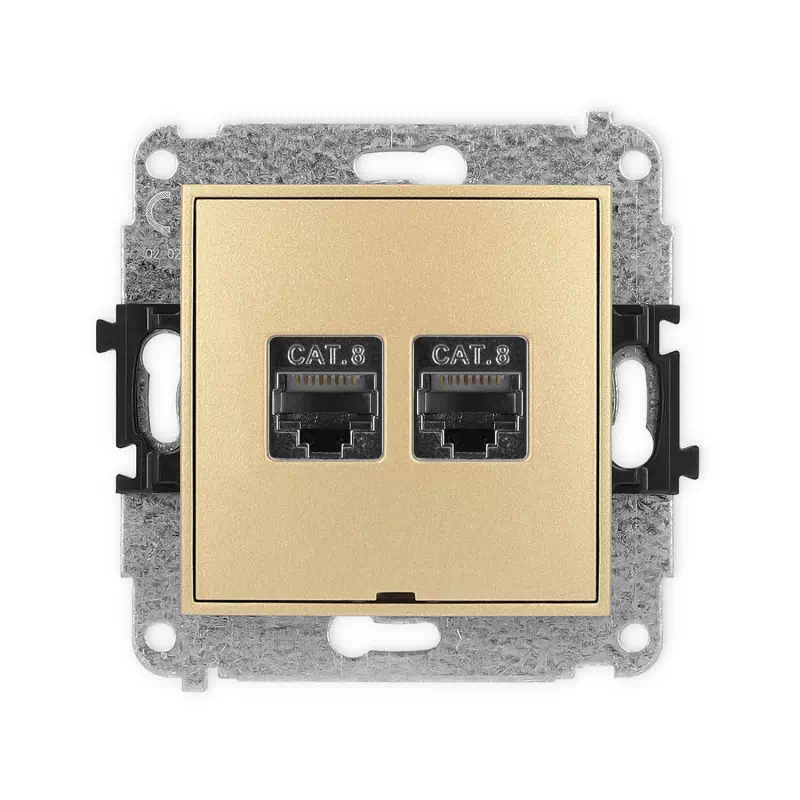 Karlik Mini złoty Gniazdo komputerowe 2xRJ45 bez ramki 29MGKBO-12