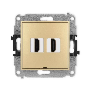 Karlik Mini złoty Gniazdo 2x HDMI 2.0 bez ramki 29MHDMIBO-4