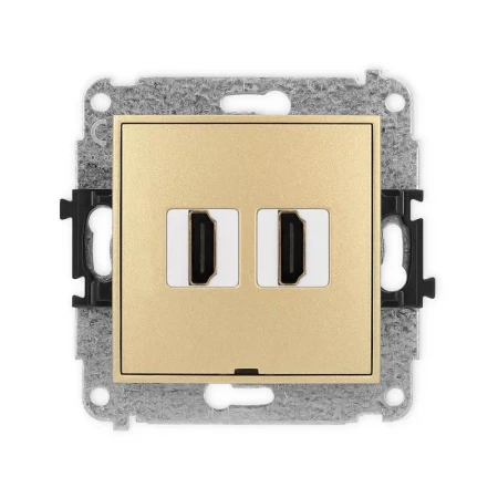 Karlik Mini złoty Gniazdo 2x HDMI 2.0 bez ramki 29MHDMIBO-4