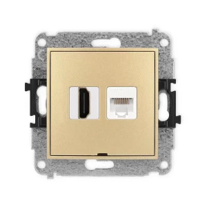 Karlik Mini złoty Gniazdo 1x HDMI 2.0 + 1xRJ45 bez ramki 29MGHKBO